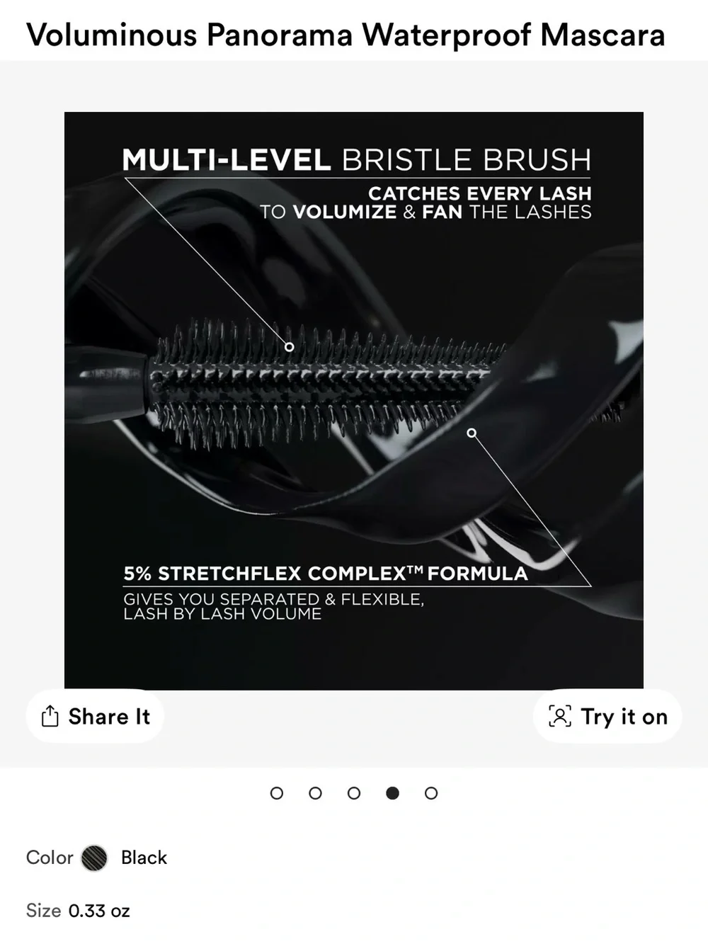 L'Oreal Voluminous Panorama Mascara 703 Black in Gold Tube (Set of 2)